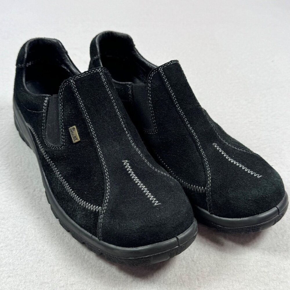 Rieker Black Suede Slip-On Comfort Mules